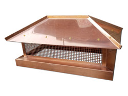 Copper chimney cap with standing seam hip roof - #CH006