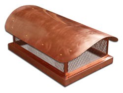 Copper chimney cap custom made with radius roof - #CH008