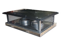 Chimney cap with closed bottom, flue vent holes and a standard roof - #CH022