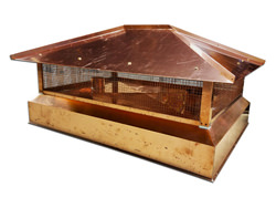 Hip roof angled 2 stage base protection copper chimney cap - #CH034
