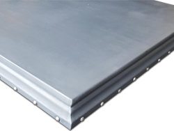 Zinc counter top with detailed edge and round head stainless steel rivets