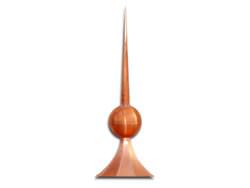 Custom made copper finial with ball attached to a hip roof - #FI007
