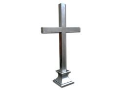 Aluminum cross finial with rectangular base - #FI029