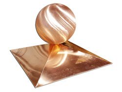 Simple copper finial with rectangular base and ball - #FI030