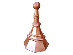 Custom octagonal copper finial with ball and details - #FI032