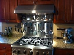 Custom stainless steel spice rack backsplash