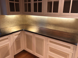 Hammered brass back splash