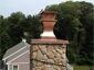 Custom copper chimney cap CH003 installed over CH005