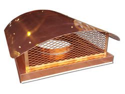 Custom 2 stage protection copper chimney cap with round roof and solid base - #CH013