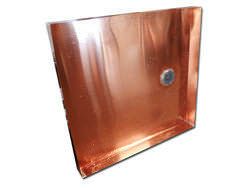 Custom copper pan with drain pre-installed