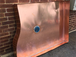 Custom copper pan with radius side - view 1