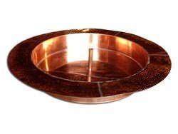 Round copper pan with flange custom made for outside fountain