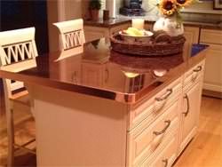 Kitchen island with copper counter top