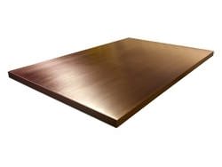 Copper table top with a brushed finish