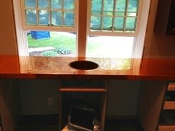 Copper counter top with hammered sink