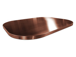 Oval custom brushed copper table top with soldered edge