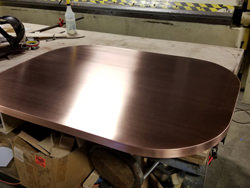 Oval custom brushed copper table top with soldered edge - view 2