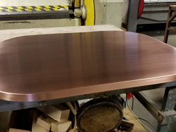 Oval custom brushed copper table top with soldered edge - view 3