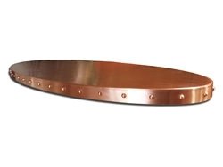 Oval copper bar top with rivets and grain finish - view 3