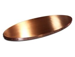 Oval copper bar top with rivets and grain finish - view 2