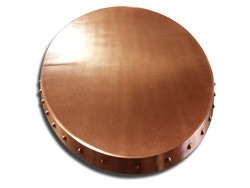 Oval copper bar top with rivets and grain finish