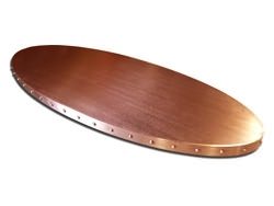 Oval copper bar top with rivets and grain finish - view 5