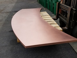 Satin finished curved copper 24 oz counter top with soldered on sides - view 2