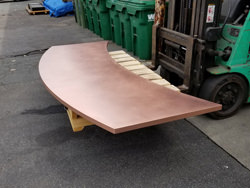 Satin finished curved copper 24 oz counter top with soldered on sides - view 3