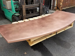 Satin finished curved copper 24 oz counter top with soldered on sides - view 4