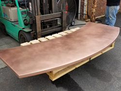 Satin finished curved copper 24 oz counter top with soldered on sides - view 5