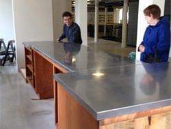 Stainless steel counter top installation