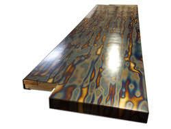 Blue heat patina cold rolled steel counter top clear coated