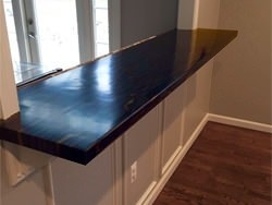 Customer installation photo - Blue heat patina cold rolled steel counter top clear coated - view 6
