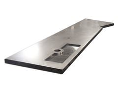Stainless steel bar top with beer tap tray