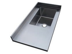 Stainless steel number 4 finish counter top with integrated sink