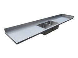 Stainless steel custom counter top with 2 integrated sinks