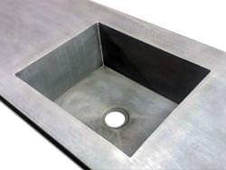 Zinc counter top with integrated sink and dark patina matte finish - view 2