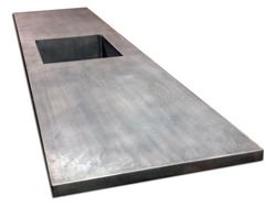 Zinc counter top with integrated sink and dark patina matte finish - view 4