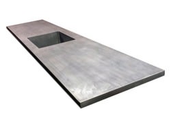 Zinc counter top with integrated sink and dark patina matte finish - view 5