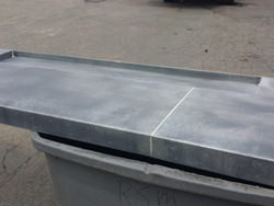 Dark patina zinc bar top with drink tray and brass pins - view 4