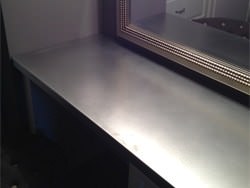 Zinc counter top installation