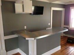 Zinc bar top l shaped with 45 degree corner