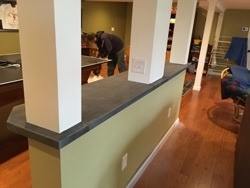 Zinc island top installation - dark-patina finish - view 3