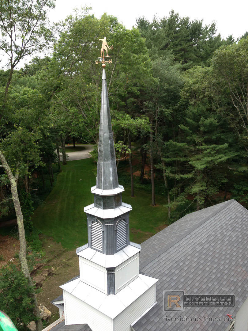 Lead coated copper steeple with weathervane - Boston