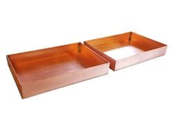 Hemmed copper drip pans - view 1