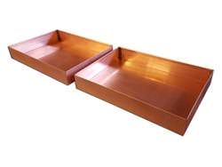 Hemmed copper drip pans - view 2