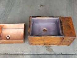 Copper sink remake project with dark patina applied