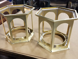 Custom brass lanterns made to replicate old ones