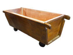 Custom copper insert over wooden bathtub