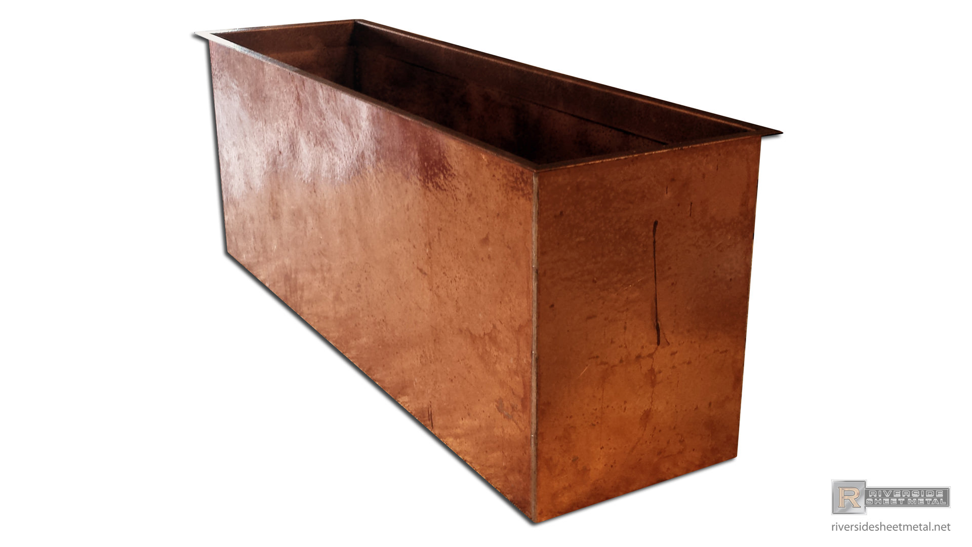 Firewood storage box made with hand hammered copper